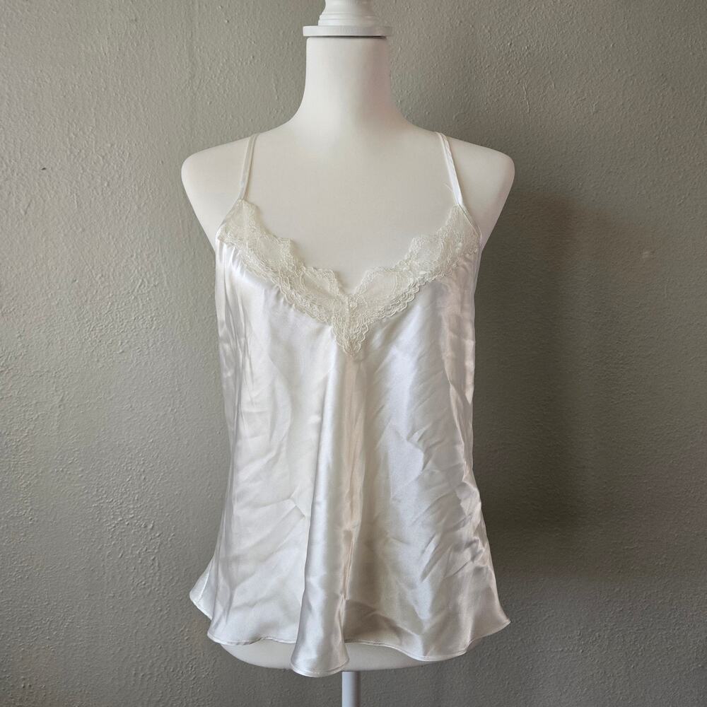 NEW In Bloom Lace Trim Racerback Cami White M Lingerie Romantic Coquette Fairy